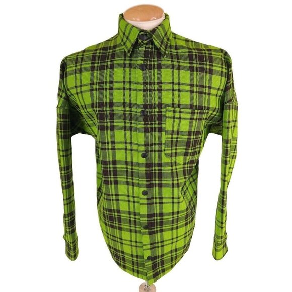 Palm Angels Logo Overshirt 44 XS Mens Green & White Plaid Check NWT - Picture 4 of 15